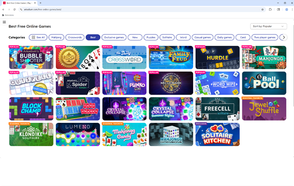 Online Games Search Extension Interface